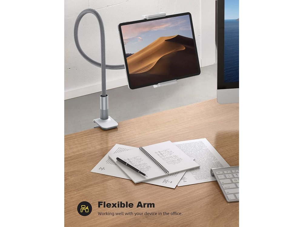 Lamicall LS02 Gooseneck Flexible Stand/Arm for Smartphone/Tablet 4"-10.5" Inches, 88cm Height, Gray