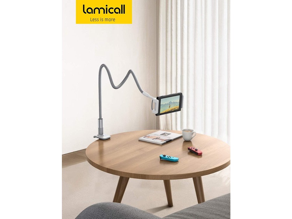 Lamicall LS02 Gooseneck Εύκαμπη Βάση/Arm τοποθέτησης Κινητού/Tablet 4"-10.5" Ίντσες, 88εκ. Ύψος, Γκρι