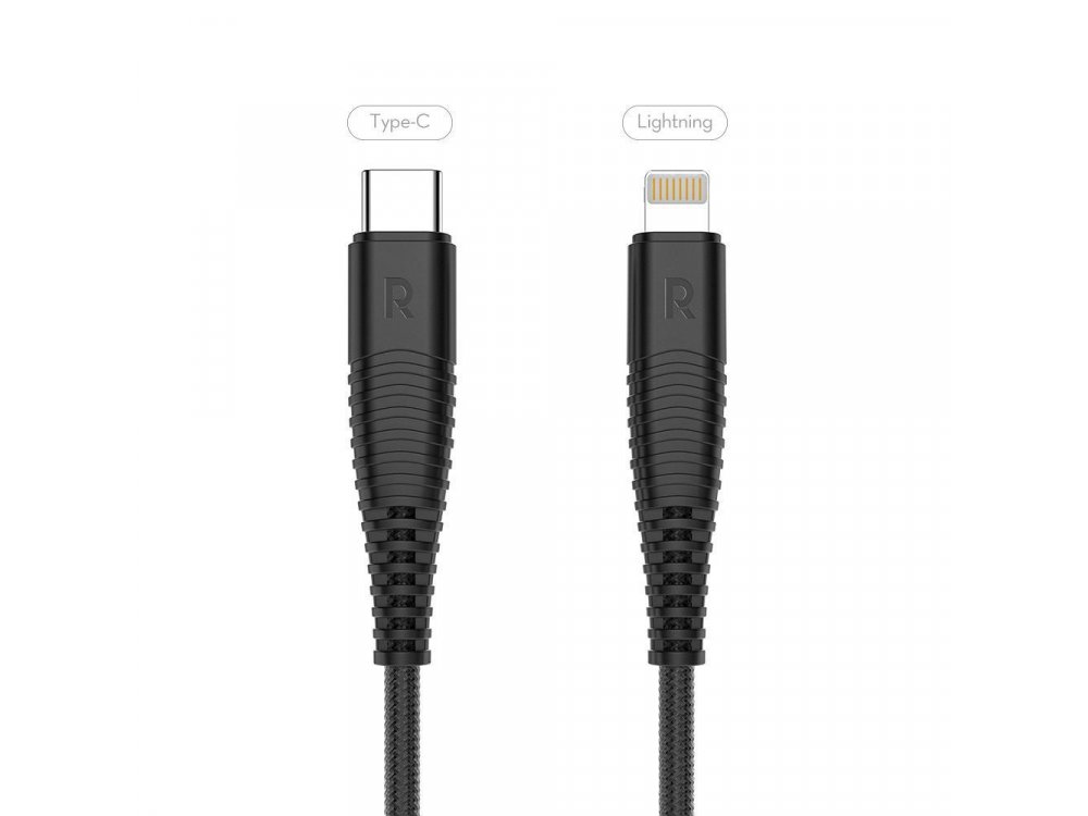 RAVPower RP-CB020 USB-C σε Lightning καλώδιο 1μ για Apple iPhone / iPad / iPod MFi, με Νάυλον ύφανση, Μαύρο