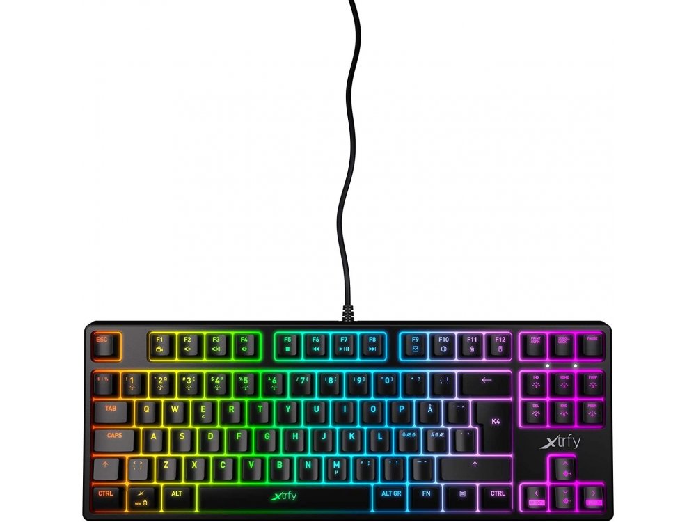 Xtrfy K4 TKL RGB Gaming Mechanical Keyboard Tenkeyless Kailh Red Switches, Black