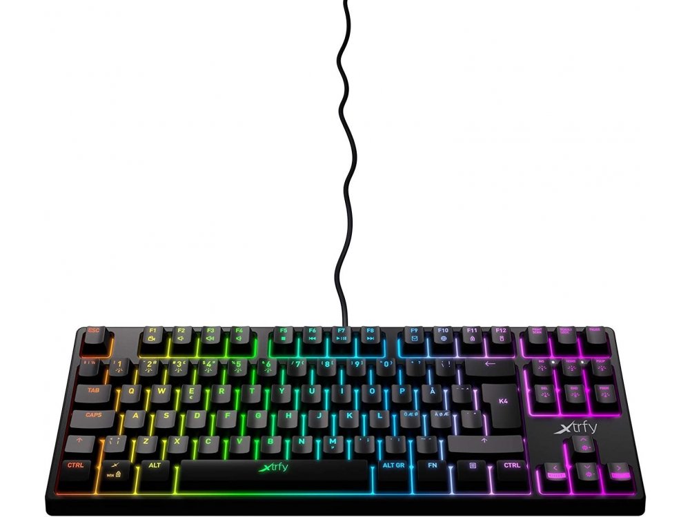Xtrfy K4 TKL RGB Gaming Mechanical Keyboard Tenkeyless Kailh Red Switches, Black