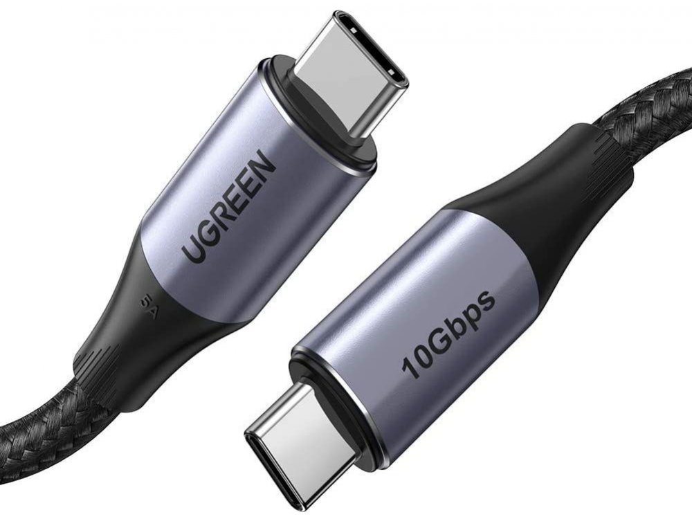 Ugreen Cable USB-C to USB-C 3.1 1m. naylon braided, Black - 80150