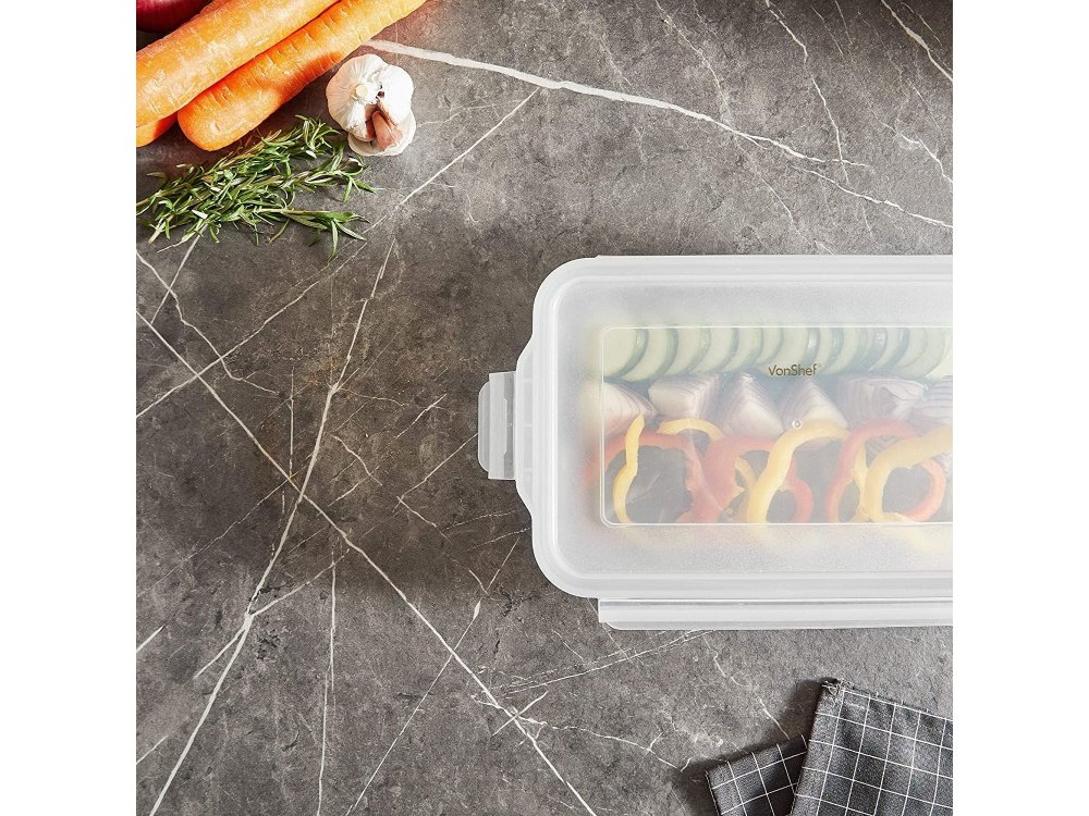 VonShef Σετ 2 Γυάλινων Δοχείων Φαγητού, BPA-Free, Κατάλληλα για Καταψύκτη / Μικροκυμάτων / Πλυντήριο Πιάτων - 1000286