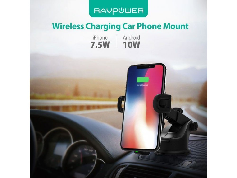 RAVPower Qi 10W Ασύρματος φορτιστής/Βάση αεραγωγού Αυτοκινήτου - RP-SH007