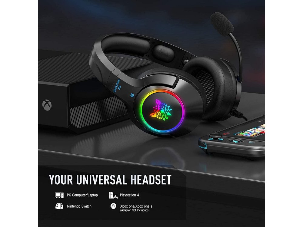 Onikuma K9 RGB Gaming Headset 7.1 Noise-cancelling Microphone (PC / PS4 / Xbox / Switch / Mac / iOS)