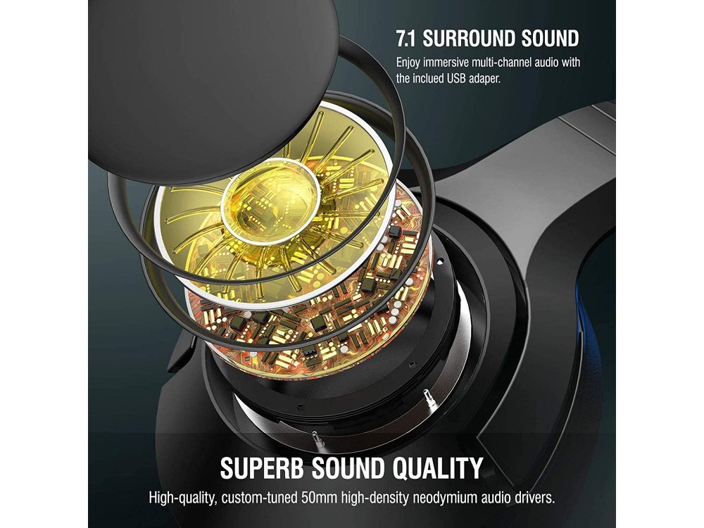 Onikuma K9 RGB Gaming Headset 7.1 Noise-cancelling Microphone (PC / PS4 / Xbox / Switch / Mac / iOS)
