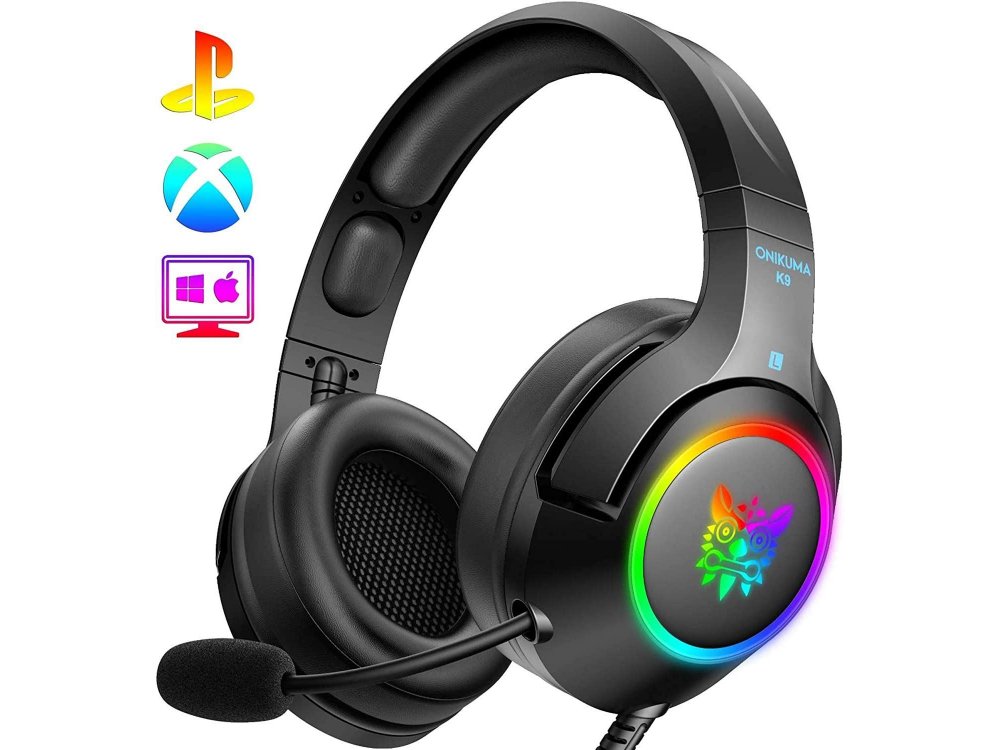 Onikuma K9 RGB Gaming Headset 7.1 Noise-cancelling Microphone (PC / PS4 / Xbox / Switch / Mac / iOS)