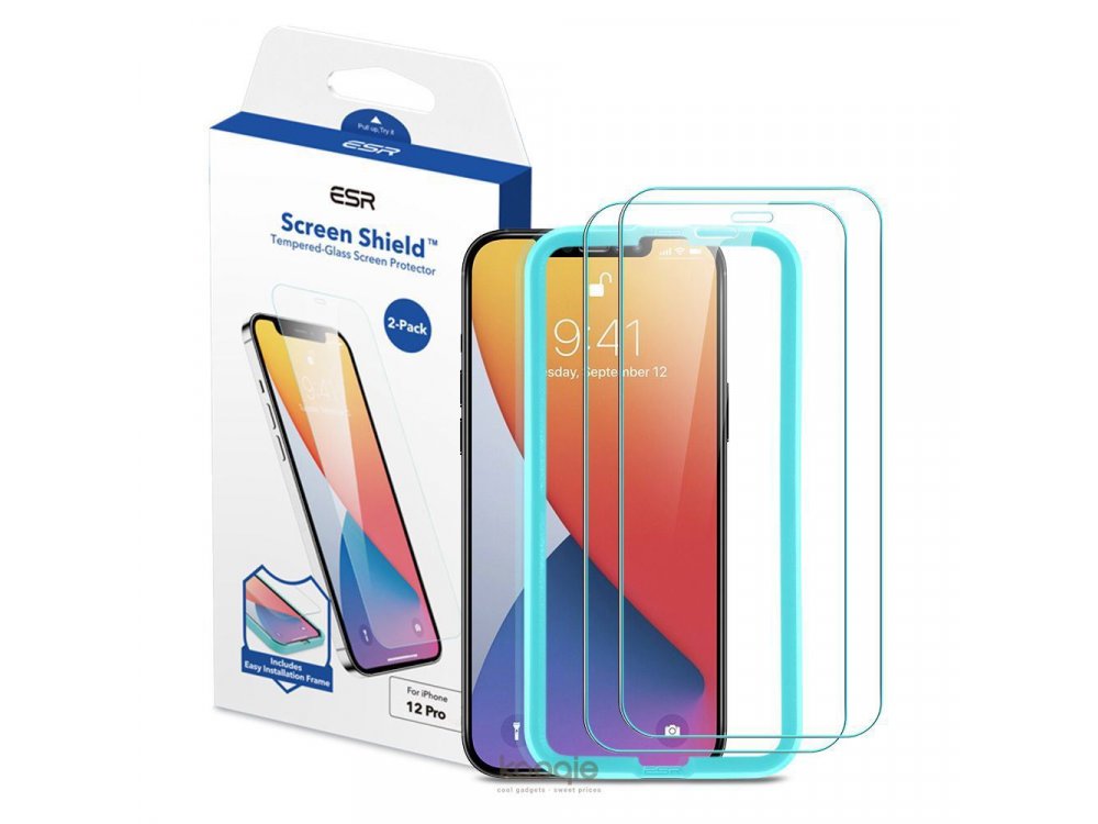 ESR iPhone 12 / 12 Pro Tempered Glass Premium Screen Protector με Installation frame, Σετ των 2