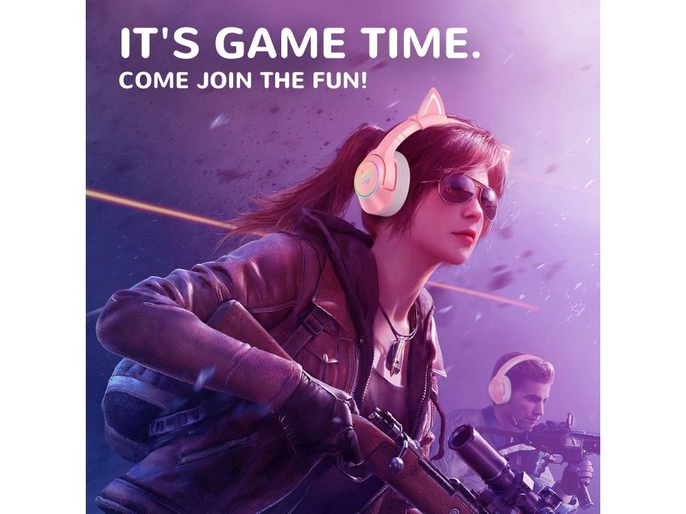 Onikuma K9 Pink Kitty Quartz RGB Gaming Headset 7.1 Noise-cancelling Microphone (PC / PS4 / Xbox / Switch / Mac / iOS)