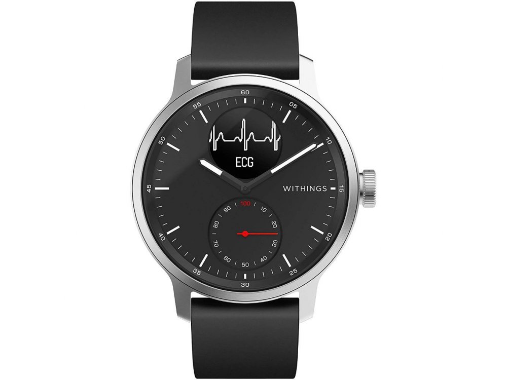Withings ScanWatch Hybrid Smartwatch 42mm, Activity Fitness Heart Rate Sleep Monitor, GPS, ECG & Oximeter, Αδιάβροχο 50μ. Μαύρο