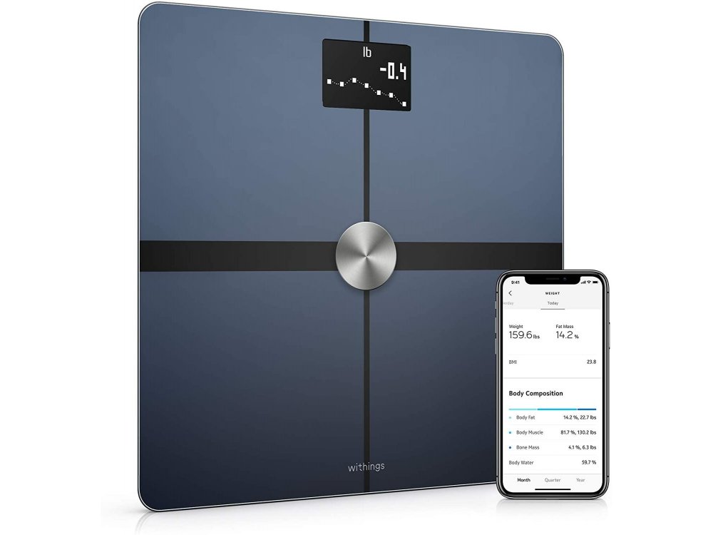 Withings Body+, Έξυπνη ζυγαριά, Λιπομετρητής, Δείκτης Μάζας Σώματος με Fitness APP μέσω Bluetooth & WiFi, Μαύρη - WBS05-BLK