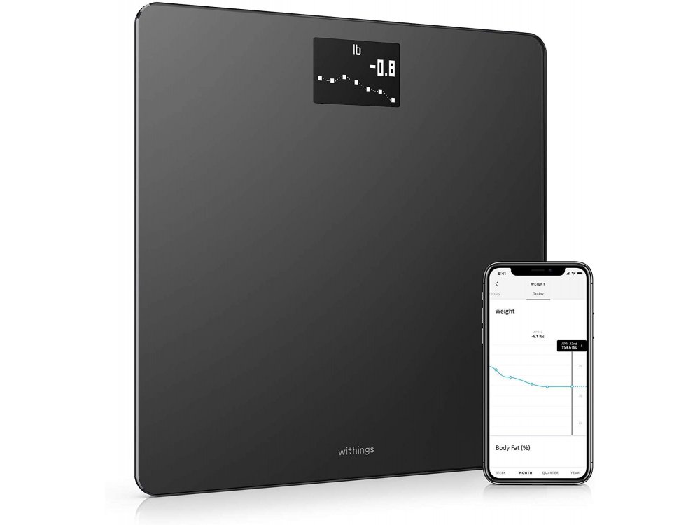 Withings Body, Έξυπνη ζυγαριά, Δείκτης Μάζας Σώματος με Fitness APP μέσω Bluetooth & WiFi, Μαύρη