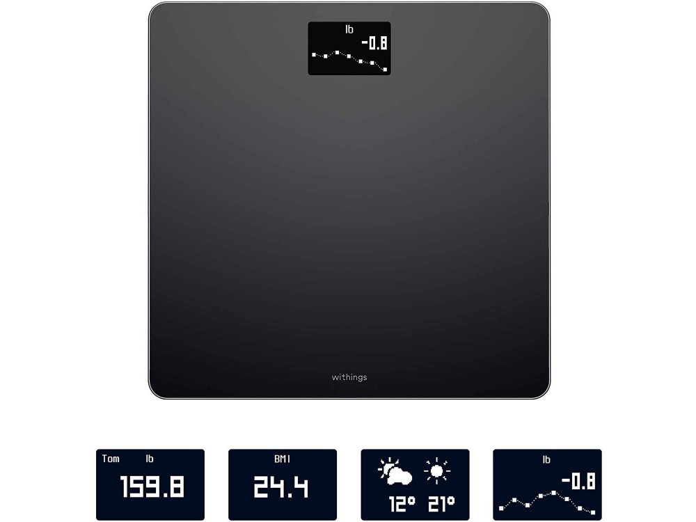 Withings Body, Έξυπνη ζυγαριά, Δείκτης Μάζας Σώματος με Fitness APP μέσω Bluetooth & WiFi, Μαύρη