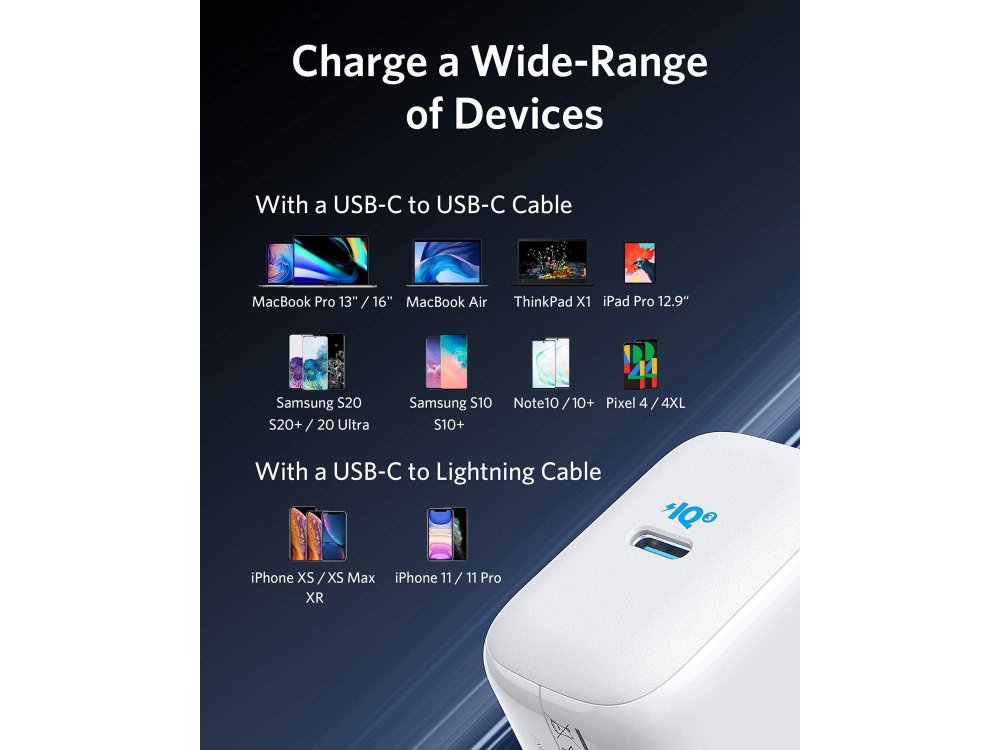 Anker PowerPort III Pod Wall charger 65W with Power Delivery, PPS, PIQ 3.0 & MiniFuel - A2712321
