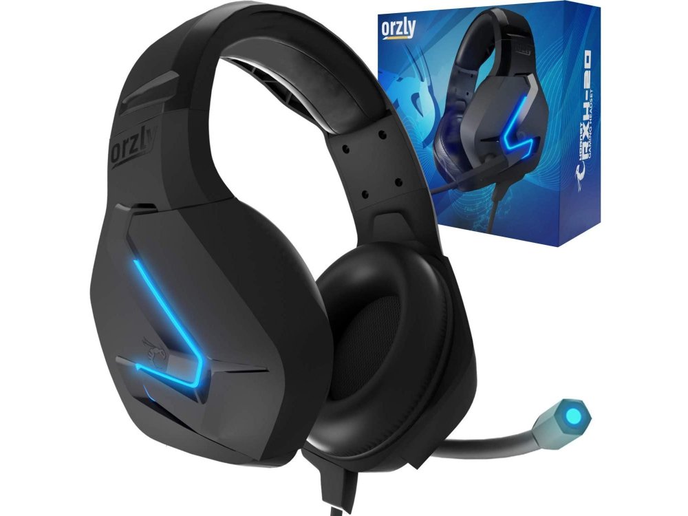 Orzly Hornet RXH-20 LED Gaming Headset Noise-cancelling Microphone (PC / PS4 / PS5 / Xbox / Switch / Mac), Abyss Edition