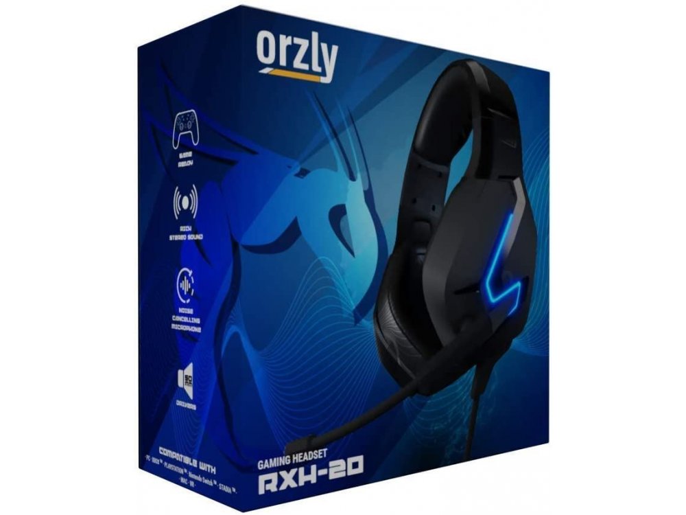 Orzly Hornet RXH-20 LED Gaming Headset Noise-cancelling Microphone (PC / PS4 / PS5 / Xbox / Switch / Mac), Abyss Edition