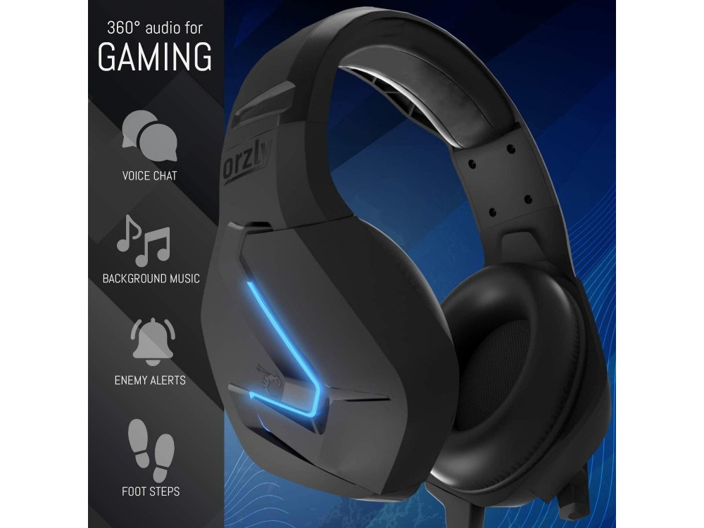 Orzly Hornet RXH-20 LED Gaming Headset Noise-cancelling Microphone (PC / PS4 / PS5 / Xbox / Switch / Mac), Abyss Edition