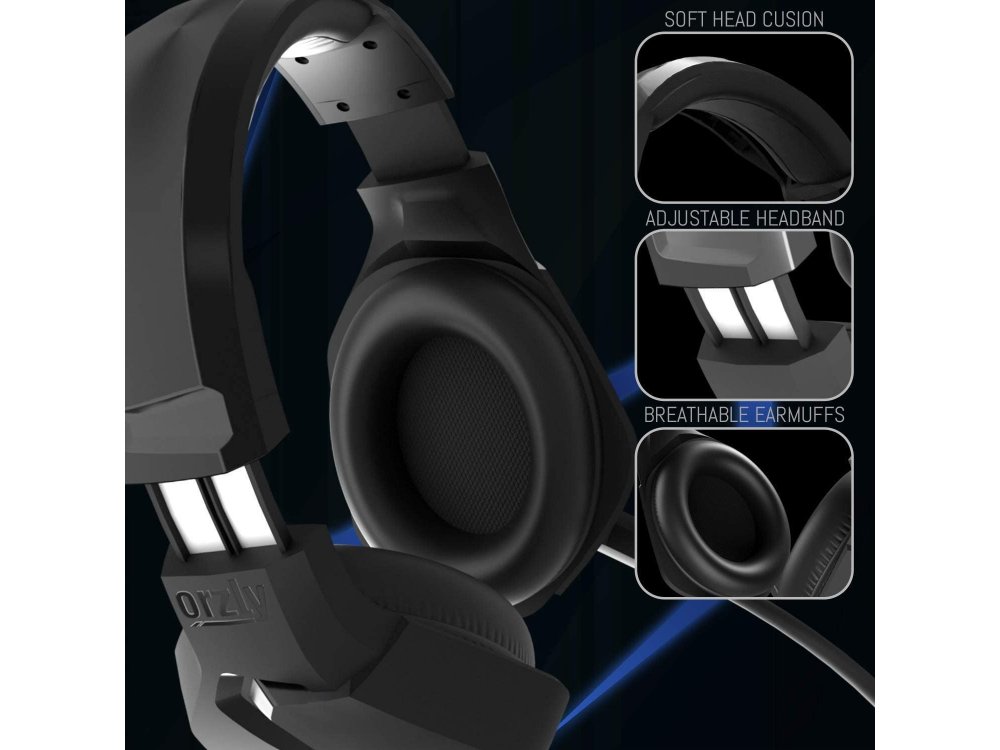 Orzly Hornet RXH-20 LED Gaming Headset Noise-cancelling Microphone (PC / PS4 / PS5 / Xbox / Switch / Mac), Abyss Edition