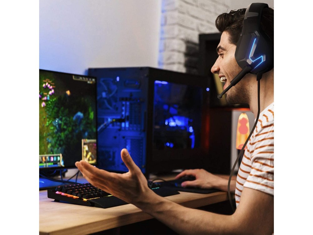 Orzly Hornet RXH-20 LED Gaming Headset Noise-cancelling Microphone (PC / PS4 / PS5 / Xbox / Switch / Mac), Abyss Edition