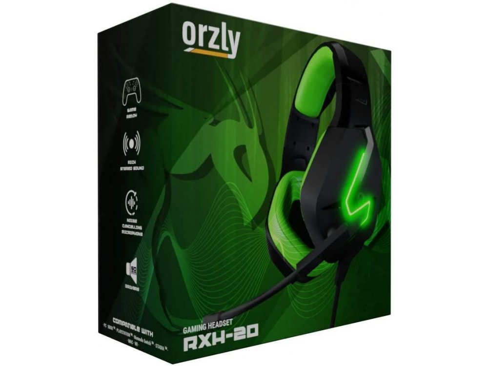 Orzly Hornet RXH-20 LED Gaming Headset Noise-cancelling Microphone (PC / PS5 / Xbox / Switch / Mac), Sagano Edition