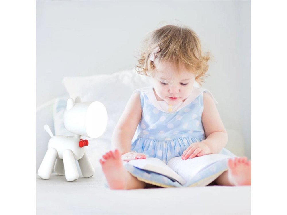Allocacoc PuppyLamp Janpim Night Light, with Smart Switch in its tail, White - DH0272WT/PUPYLP