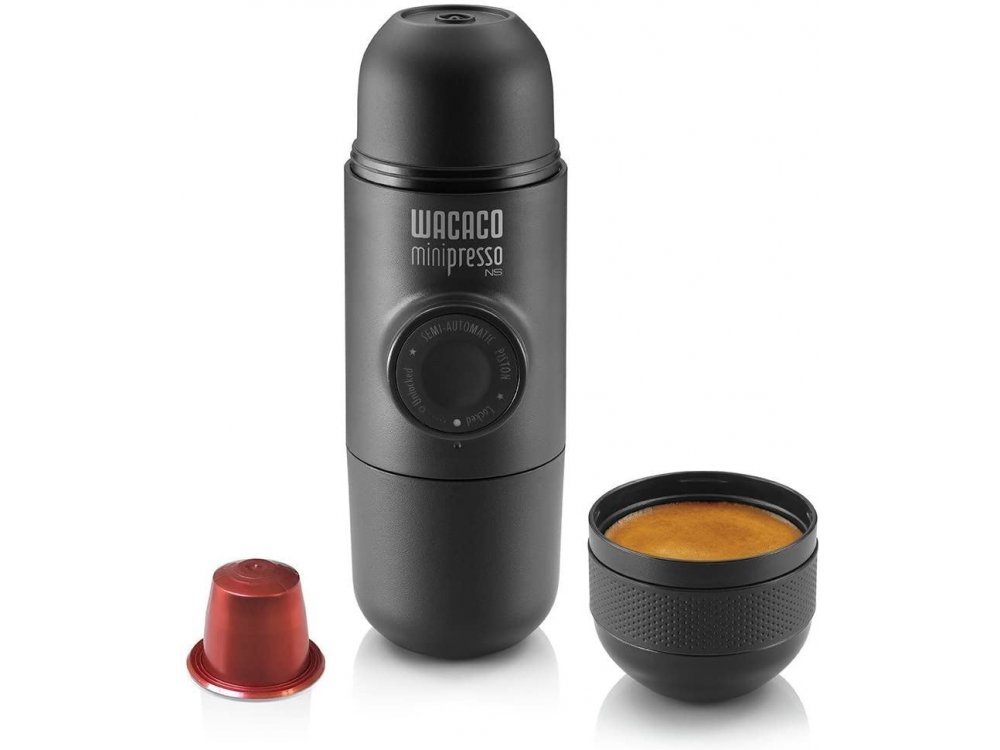 Wacaco Minipresso NS Portable Espresso Machine, Hand Coffee Maker with Nespresso Capsules, Black
