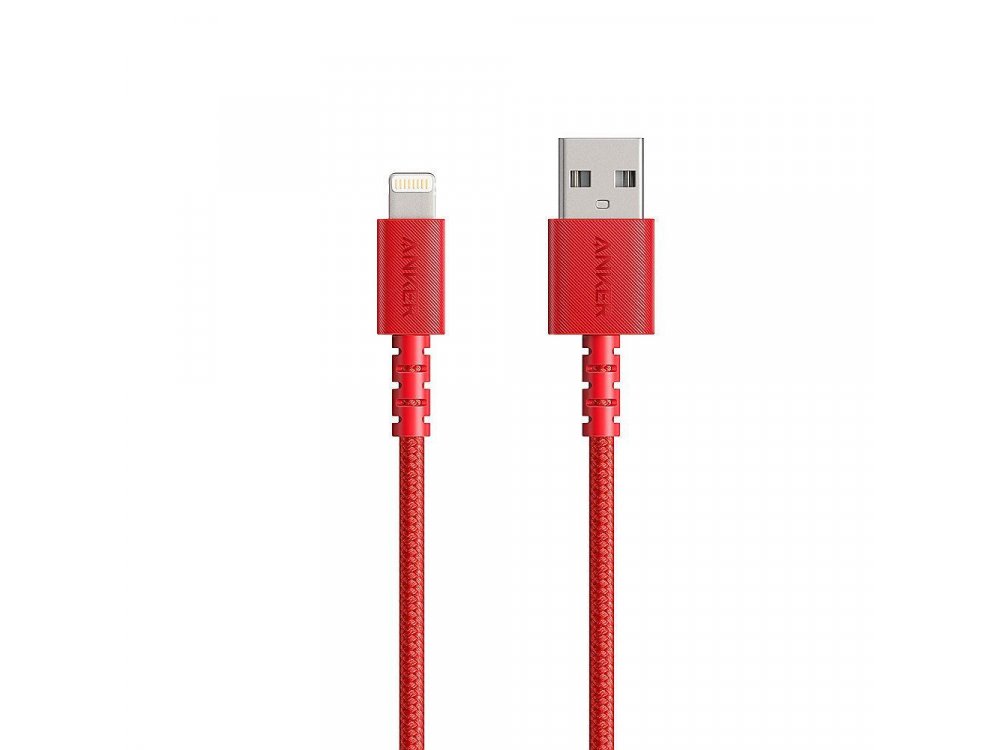 Anker PowerLine Select+ 0.9μ. Lightning καλώδιο για Apple iPhone / iPad / iPod MFi, με Νάυλον Ύφανση, Κόκκινο - A8012H91