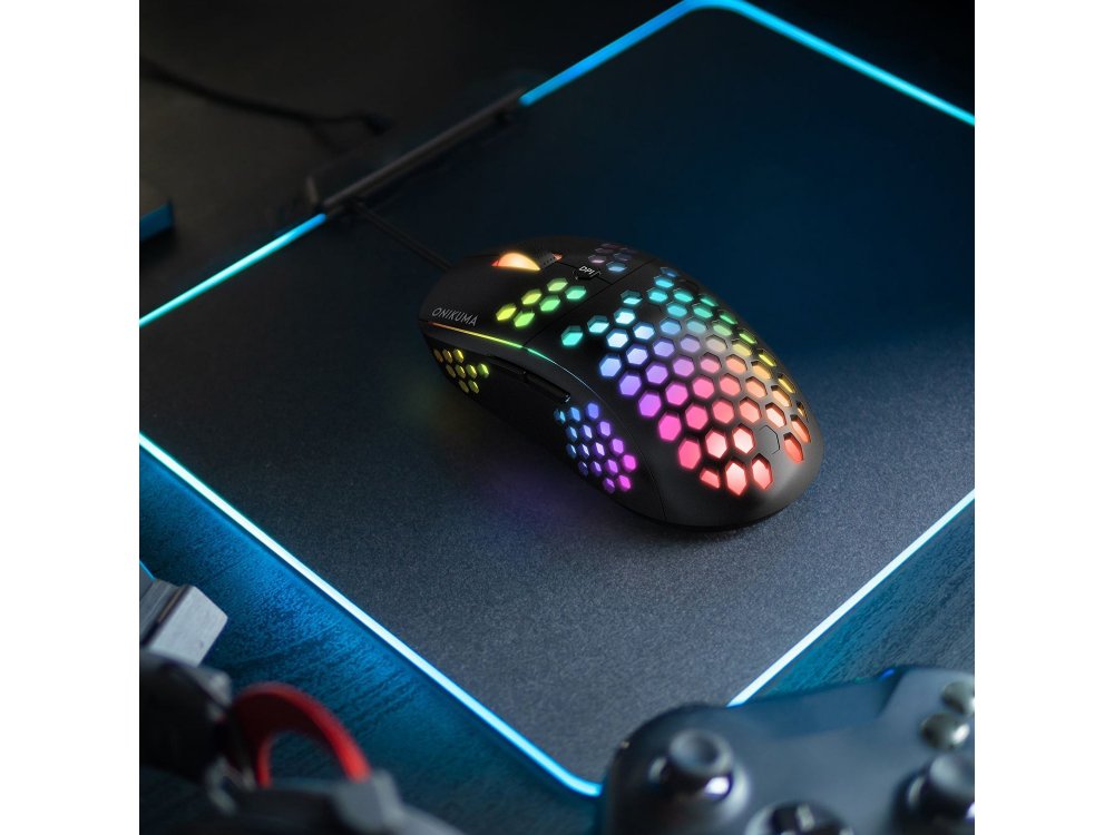 Onikuma CW903 RGB Optical Προγραμματιζόμενο Gaming Mouse, Ultralight Honeycomb Ποντίκι, 800-6.400 DPI, 7 Buttons, Μαύρο