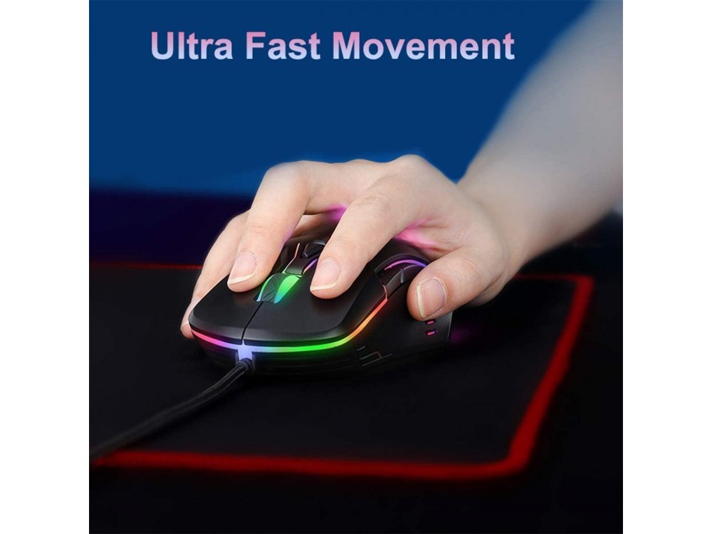 Onikuma CW902 RGB Optical Προγραμματιζόμενο Gaming Mouse, Ultralight Honeycomb Ποντίκι, 800-6.400 DPI, 7 Buttons, Μαύρο