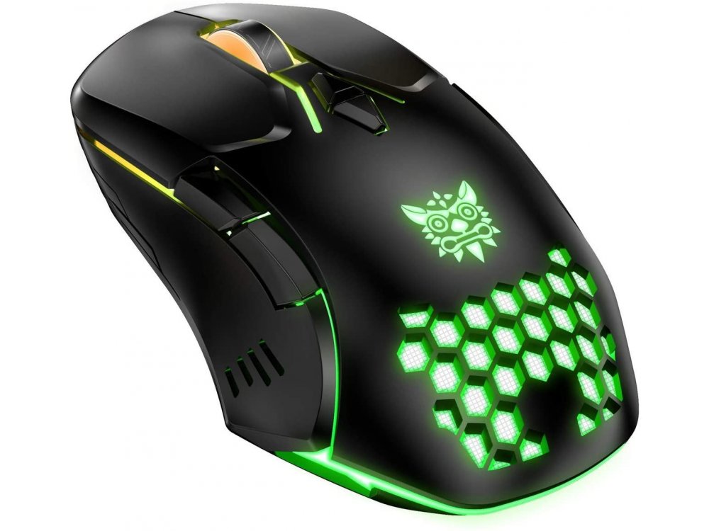 Onikuma CW902 RGB Optical Programmable Gaming Mouse, Ultralight Honeycomb Mouse, 800-6.400 DPI, 7 Buttons, Black