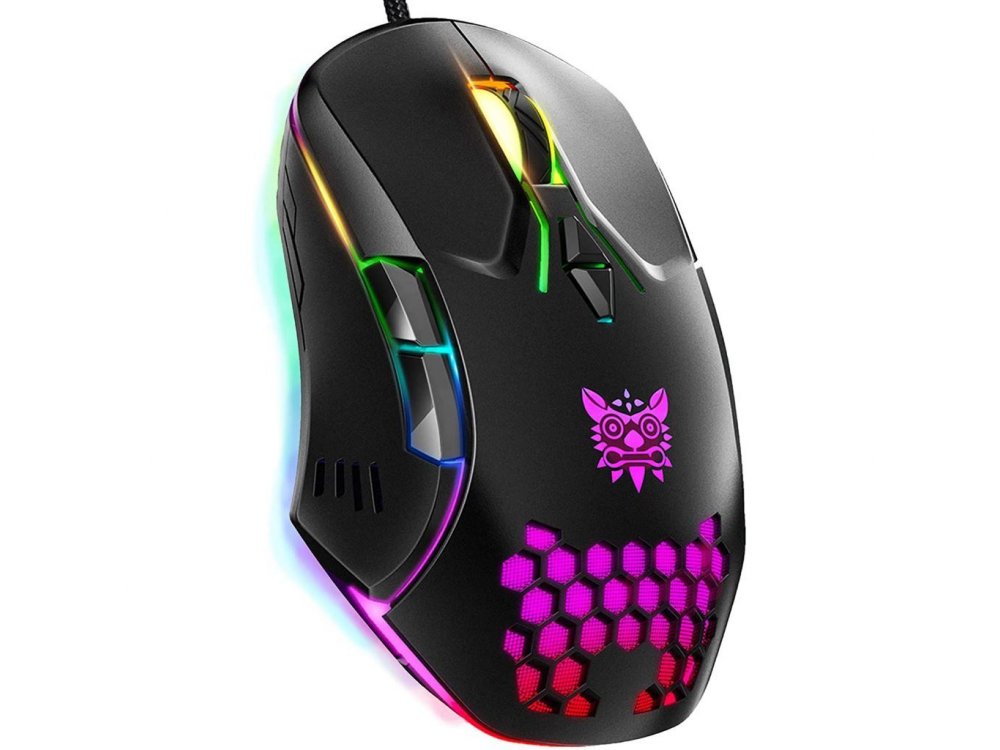 Onikuma CW902 RGB Optical Προγραμματιζόμενο Gaming Mouse, Ultralight Honeycomb Ποντίκι, 800-6.400 DPI, 7 Buttons, Μαύρο