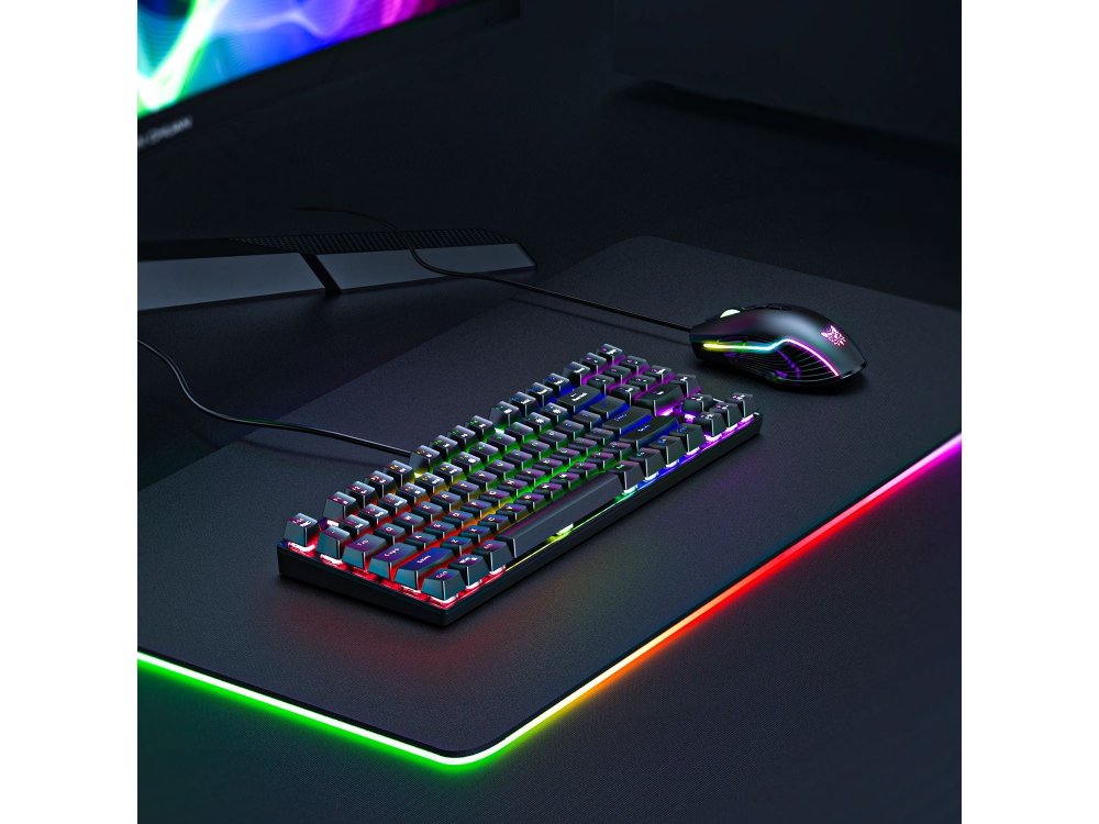Onikuma G26+CW905 RGB Combo Gaming Mechanical Keyboard and Optical Mouse, Set Wired Mechanical Keyboard + Mouse