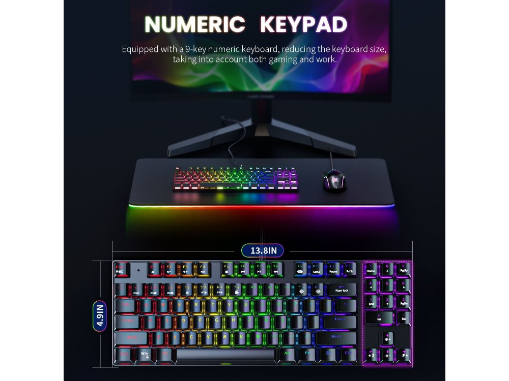 Onikuma G26+CW905 RGB Combo Gaming Mechanical Keyboard and Optical Mouse, Set Wired Mechanical Keyboard + Mouse