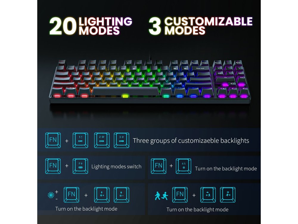 Onikuma G26+CW905 RGB Combo Gaming Mechanical Keyboard and Optical Mouse, Σετ Ενσύρματο Μηχανικό Πληκτρολόγιο + Ποντίκι