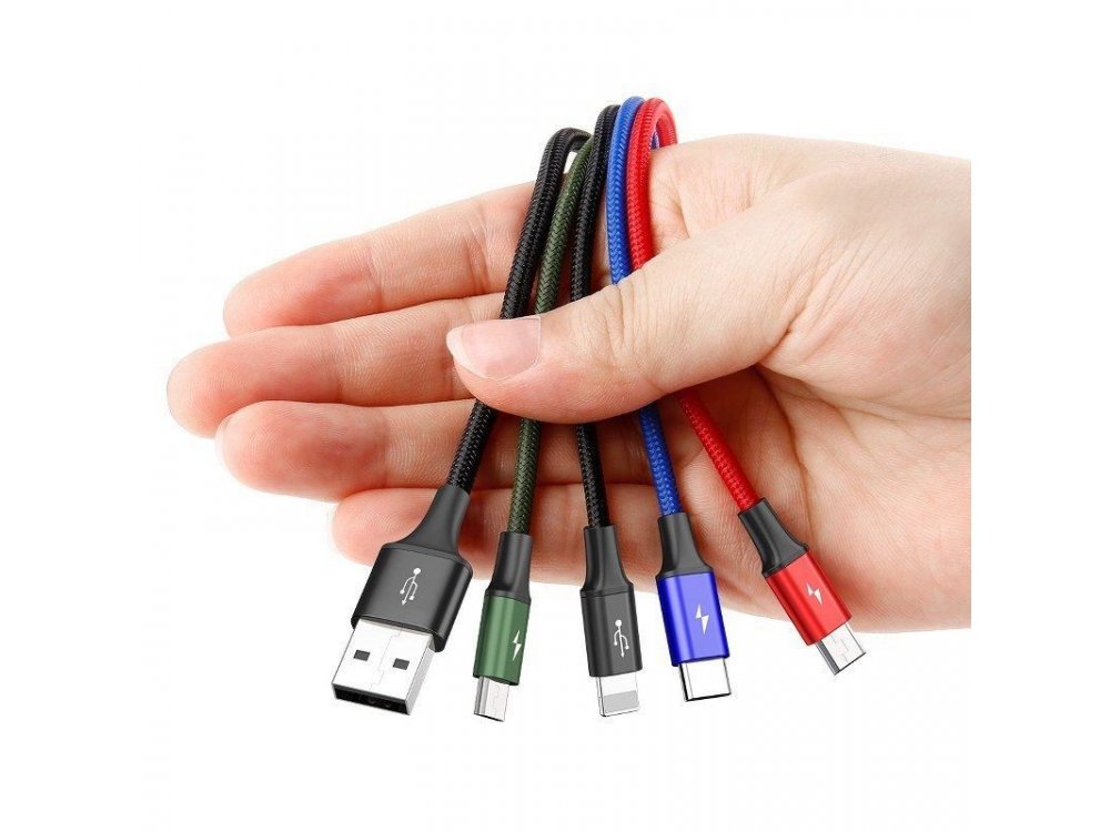 Baseus Fast 4-in-1 Lightning/Type C/2*Micro USB Καλώδιο, 1.2μ. - CA1T4-C01, Μαύρο
