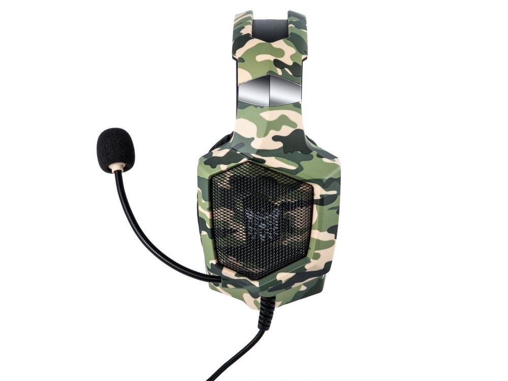 Onikuma K8 Camouflage RGB LED Gaming Headset 7.1  Noise-cancelling Microphone (PC / PS4 / Xbox / Switch / Mac / iOS), Camo Green