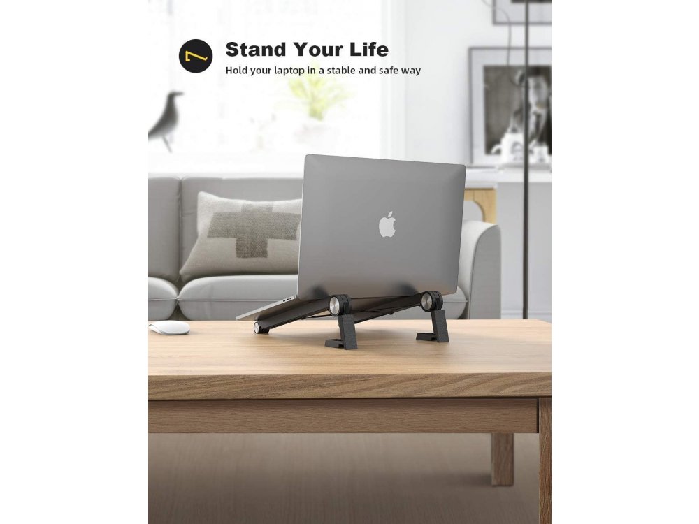 Coolcold T6 Portable Laptop Riser, Εργονομική Βάση/Stand με Ρυθμιζόμενο Ύψος & Αναδιπλούμενη για Laptop 10-15.6", Μαύρη