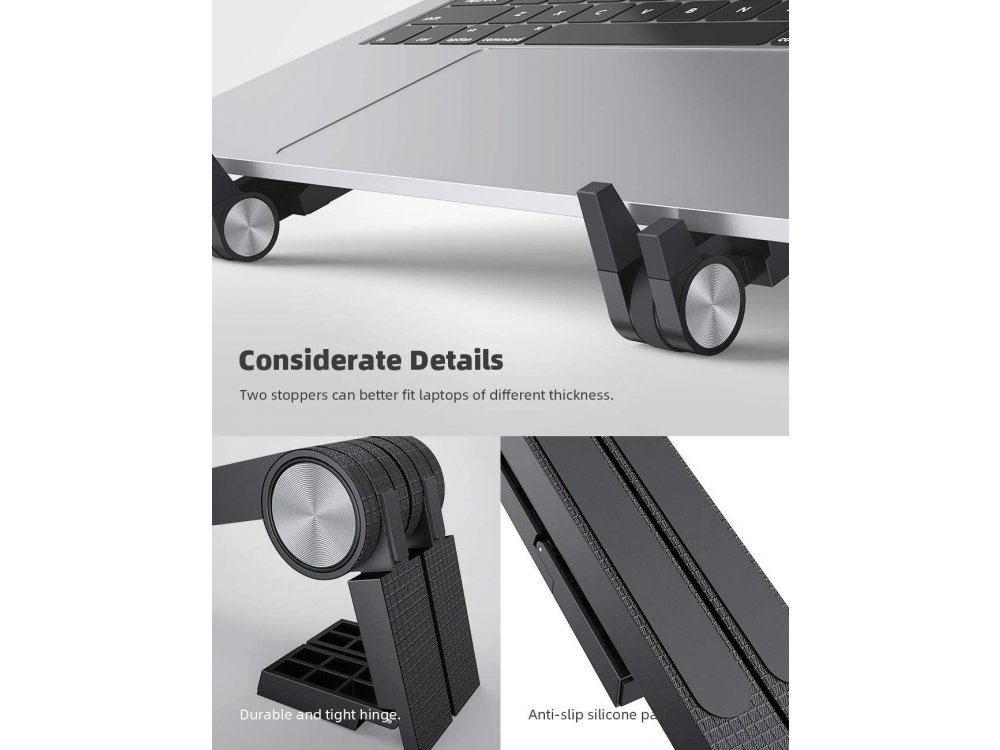Coolcold T6 Portable Laptop Riser, Εργονομική Βάση/Stand με Ρυθμιζόμενο Ύψος & Αναδιπλούμενη για Laptop 10-15.6", Μαύρη