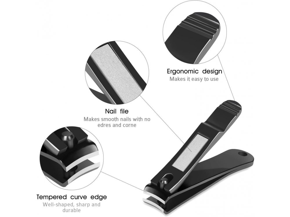 BESTOPE Nail Clippers, Σετ των 2 Νυχοκόπτες με Λίμα, Εργονομικού Σχεδιασμού από Ανοξείδωτο Ατσάλι + Θήκη - HZ117