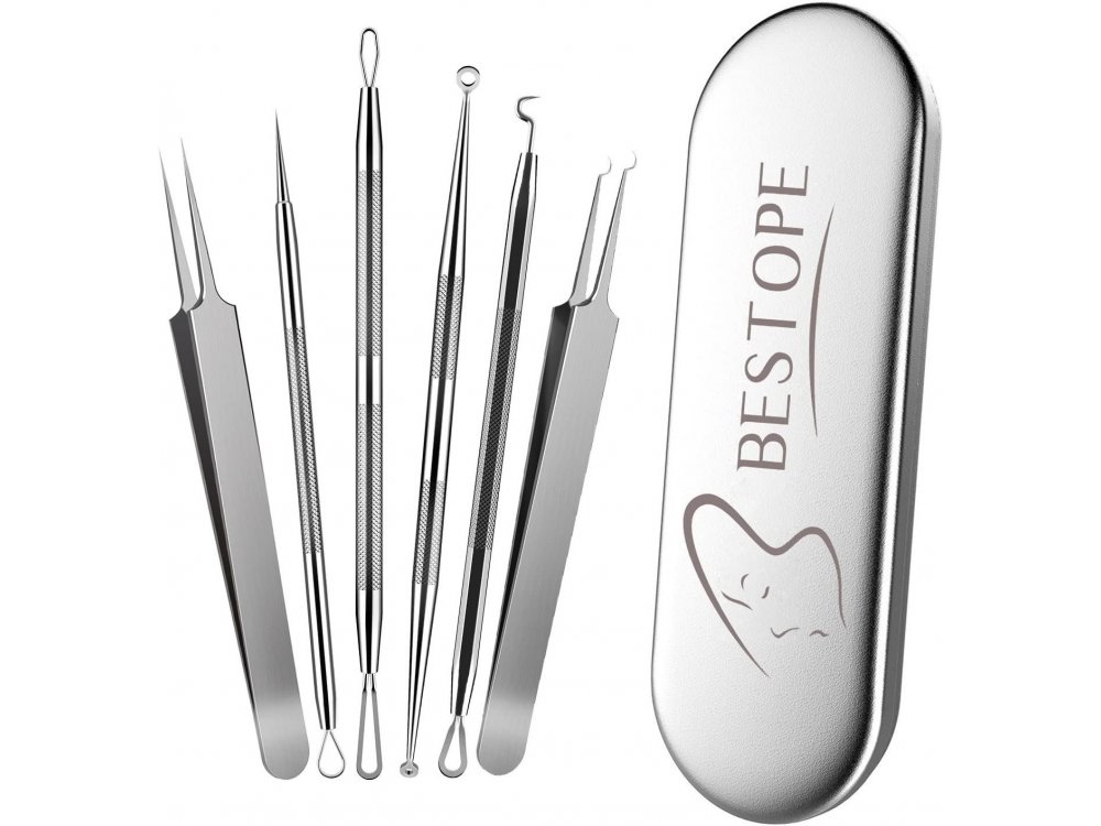 BESTOPE Blackhead Remover Upgraded 6-in-1 Pimple Comedone Extractor Tool Acne Removal Kit , with Case - HZ096