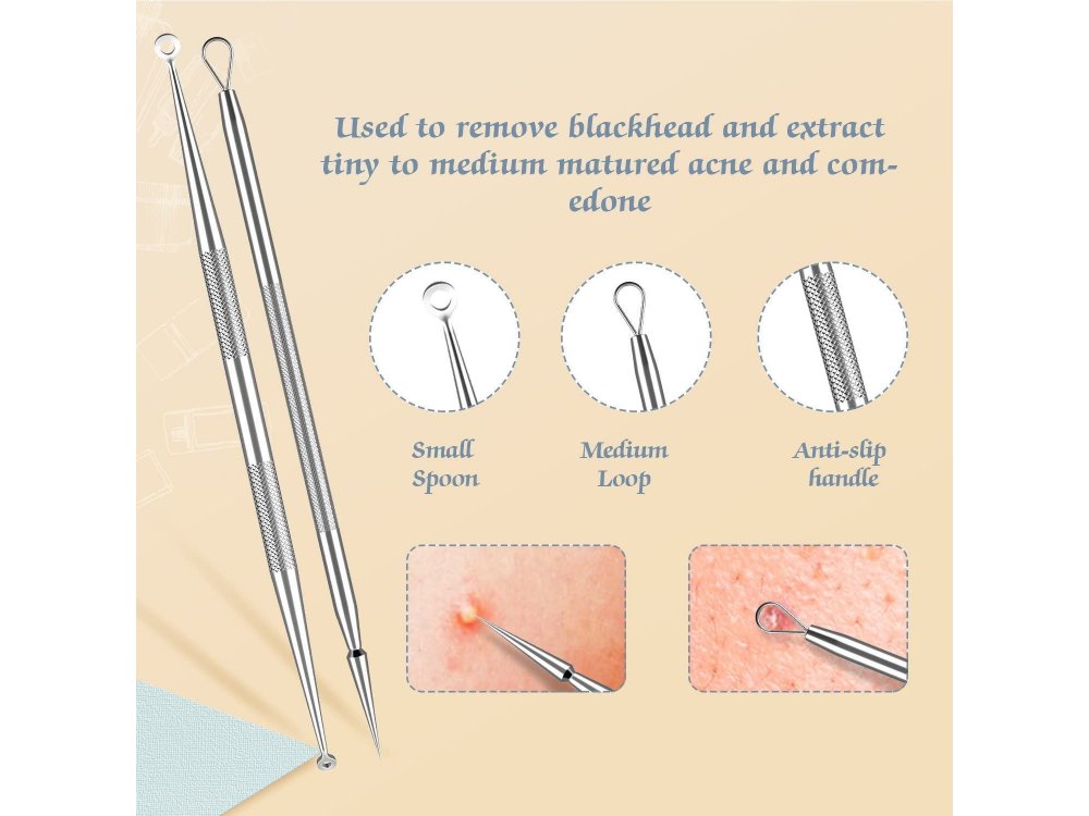 BESTOPE Blackhead Remover Upgraded 6-in-1 Pimple Comedone Extractor Tool Acne Removal Kit , with Case - HZ096