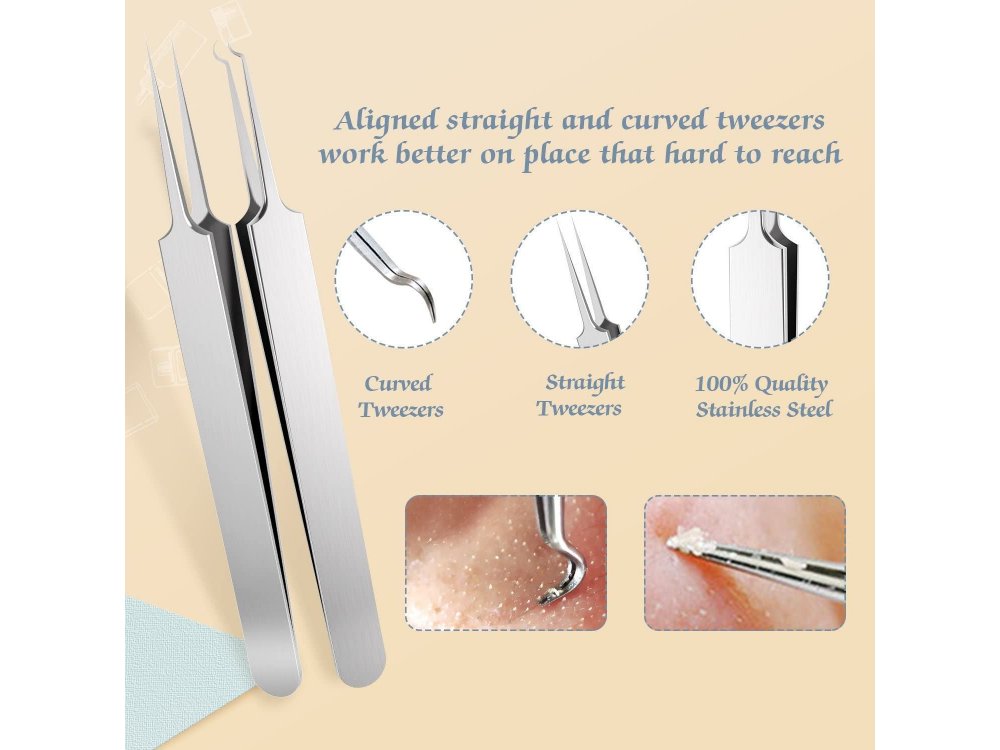 BESTOPE Blackhead Remover Upgraded 6-in-1 Pimple Comedone Extractor Tool Acne Removal Kit , with Case - HZ096