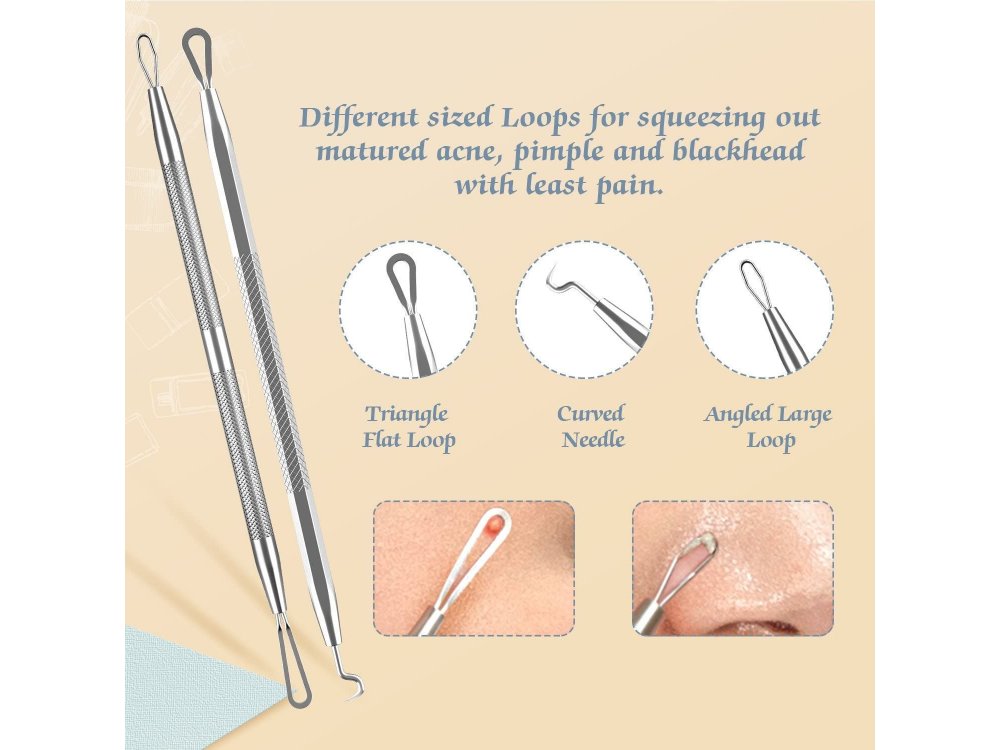 BESTOPE Blackhead Remover Upgraded 6-in-1 Pimple Comedone Extractor Tool Acne Removal Kit , with Case - HZ096