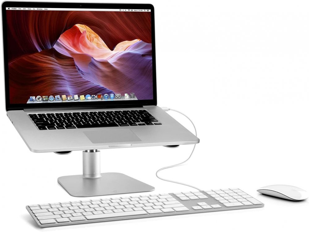 Twelve South HiRise Laptop Stand with Adjustable Height & Rotatable Base for Macbook / Laptop 10-17.3", Silver