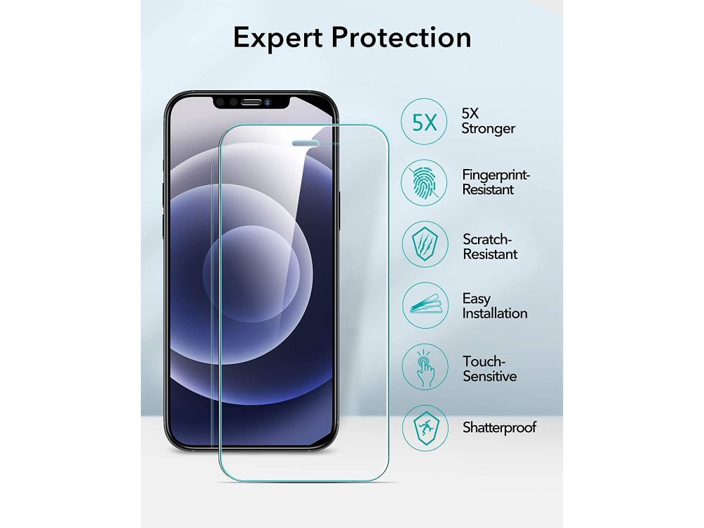 ESR iPhone 12 Mini Tempered Glass Premium Screen Protector με Installation frame, Σετ των 3