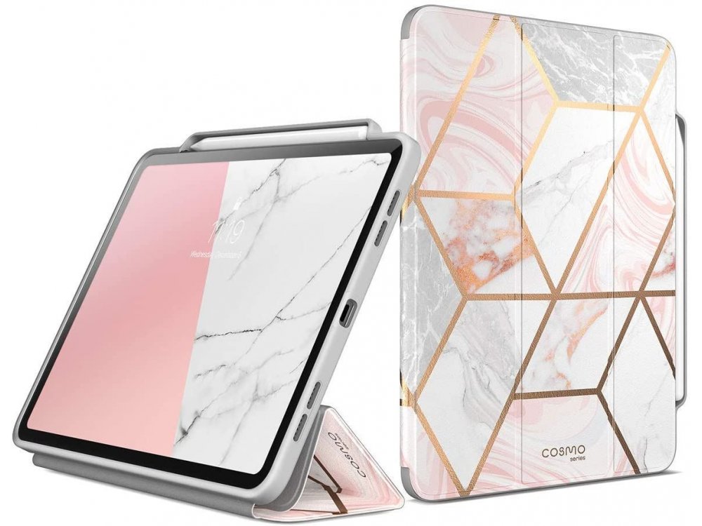 i-Blason Cosmo iPad Pro 2020 / 2018 12.9" Trifold Θήκη με Auto Sleep/Wake & Pencil Holder, Stand, Hard Back Cover, Marble Pink