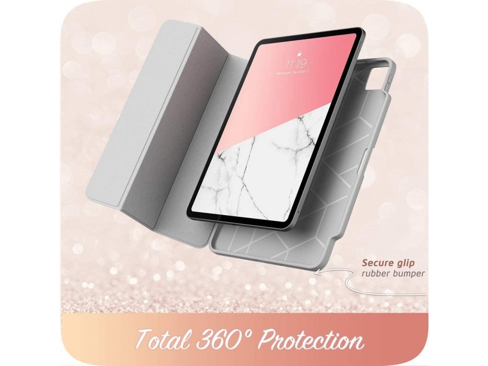 i-Blason Cosmo iPad Pro 2020 / 2018 12.9" Trifold Θήκη με Auto Sleep/Wake & Pencil Holder, Stand, Hard Back Cover, Marble Pink