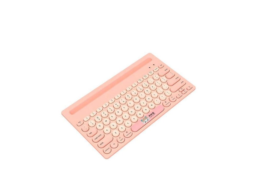 Ajazz 320i Ultra Compact Slim Profile Bluetooth Keyboard Multi-Device with Tablet / Smartphone Placement & Mouse Pad, Pink