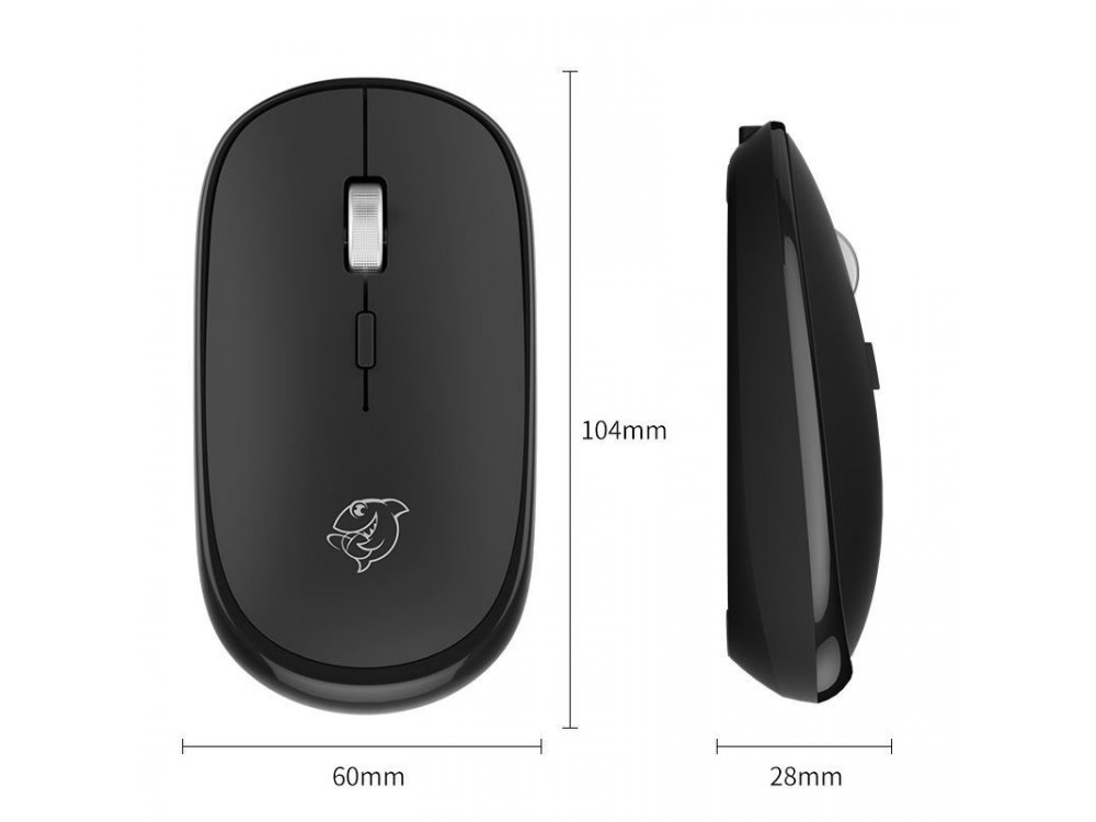 Ajazz DMW045 Wireless Optical Mouse, Silent 800-1600 DPI, Black