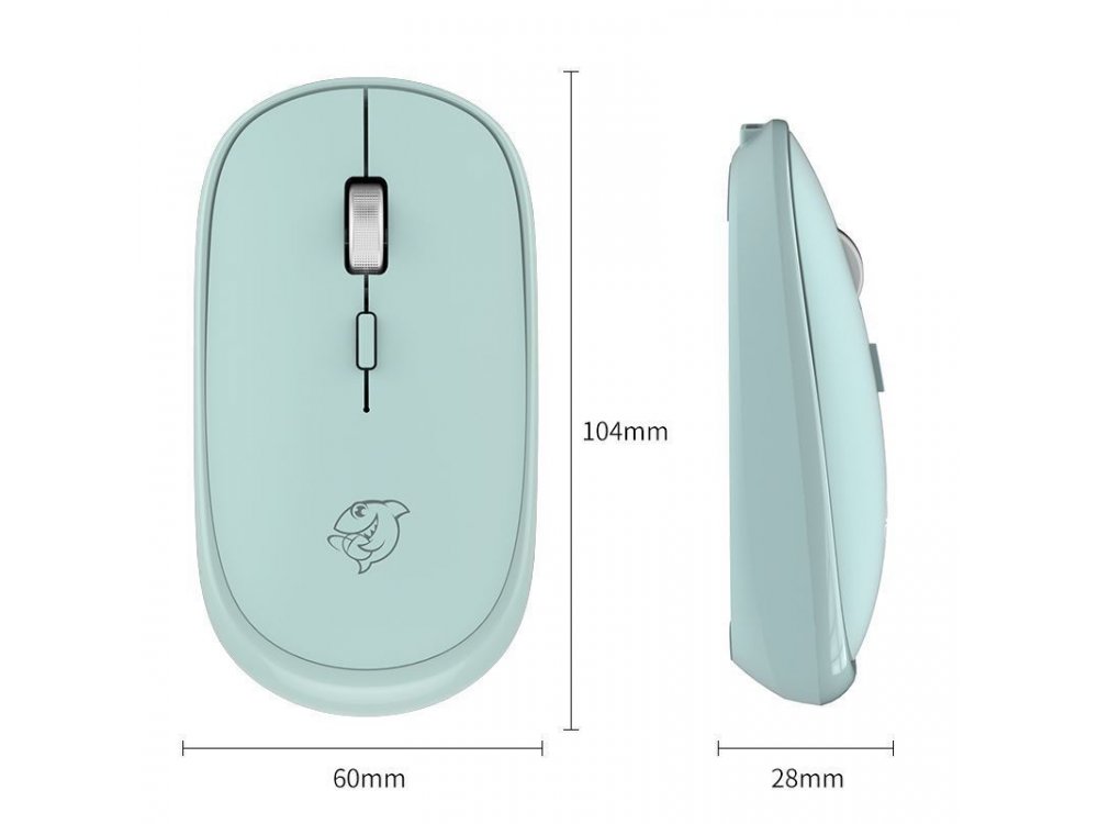 Ajazz DMT045 Wireless Bluetooth Optical Mouse, Silent 800-1600 DPI, Turquoise